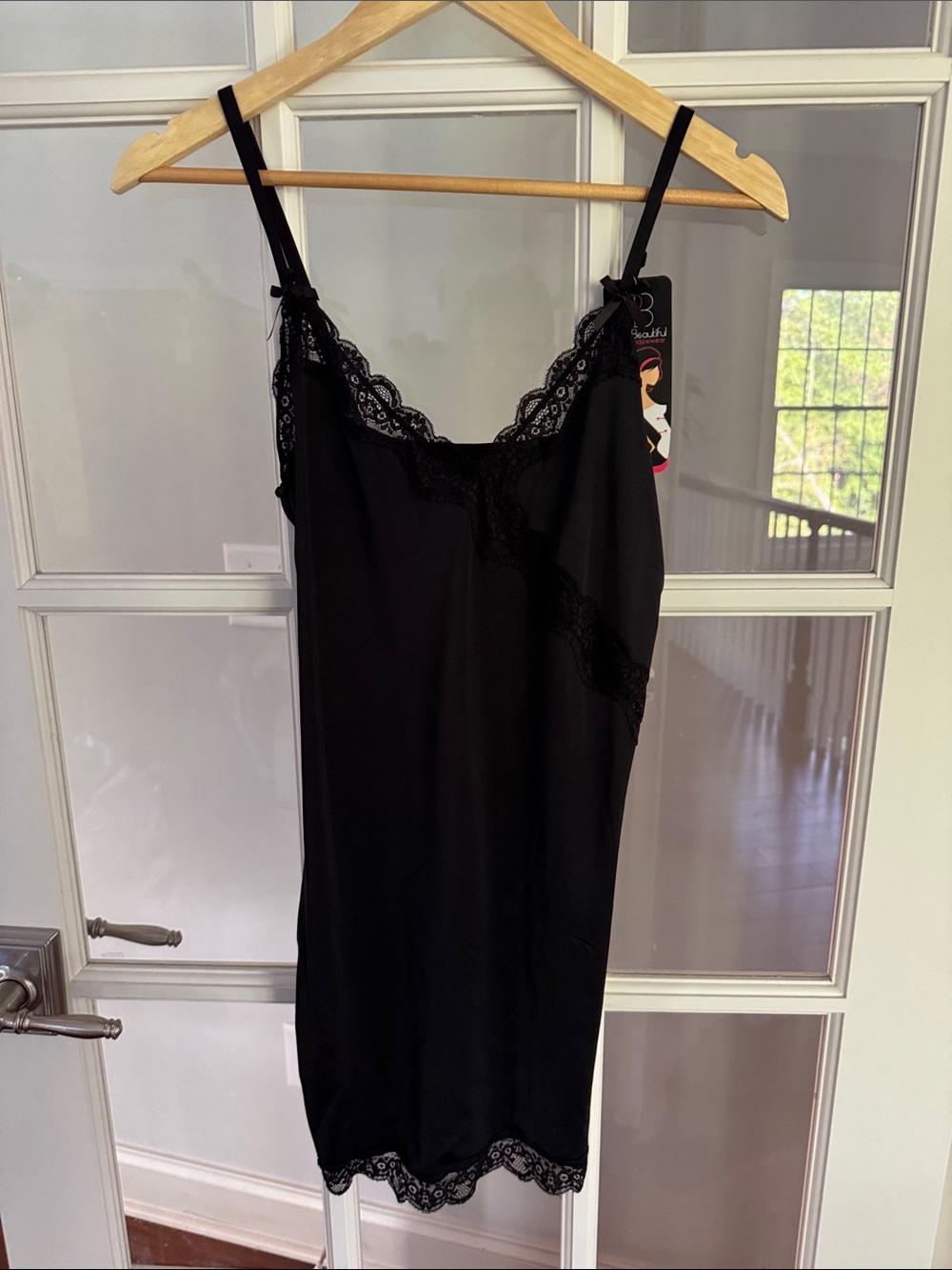 Body Beautiful Shapewear - Black Lace-Trim Slip Dress NWT